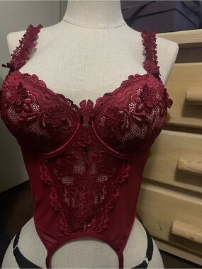 Avidlove Lace Bustier - Wine Red Size Small
